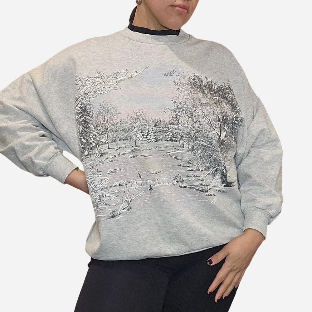 Vintage America Gray Scenic Women's Sweater
